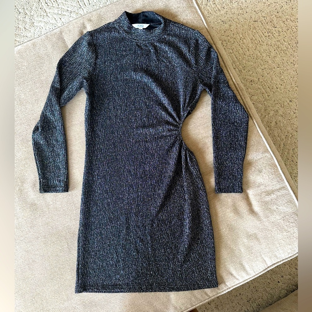 Steve Madden BB Dakota Blue Asymmetrical Ruched Bodycon Dress